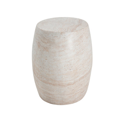 Outdoor/Indoor Lightweight Concrete Side Table,Oval Travertine Finish Accent Table
