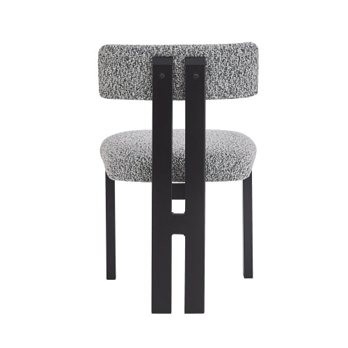 Armless Upholstered Dining Chairs with Black Metal Legs, Set of 2, Black/White