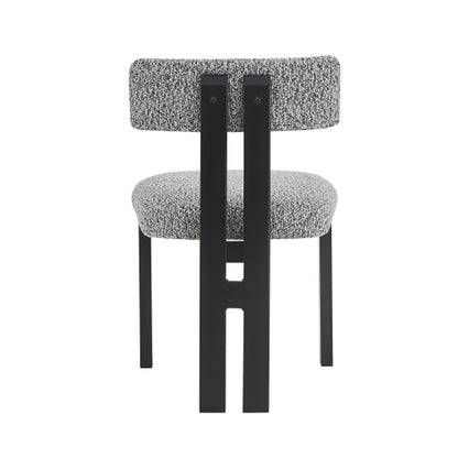 Armless Upholstered Dining Chairs with Black Metal Legs, Set of 2, Black/White