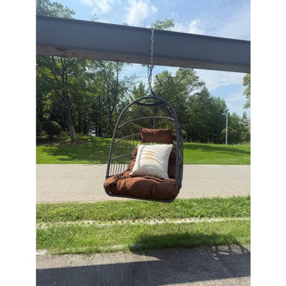 Outdoor garden rattan egg swing chair hanging chair PE hanging chair brown