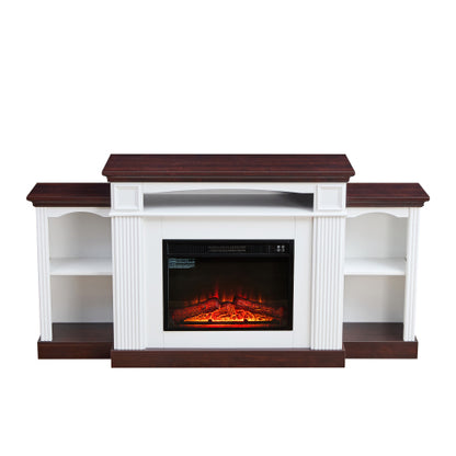 Electric Fireplace TV Stand for 70 inch TV, 23 inch Fireplace with Mantel, Living Room TV Stand with Remote Control