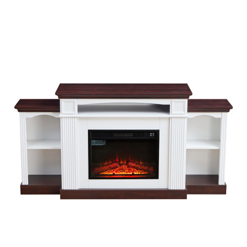 Electric Fireplace TV Stand for 70 inch TV, 23 inch Fireplace with Mantel, Living Room TV Stand with Remote Control