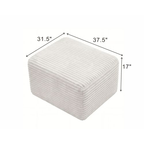 37.5 inch Corduroy Square Upholstered Ottoman, Vacuum Compressed Soft Padded Pet-Friendly Foot Stool for Living Room Bedroom
