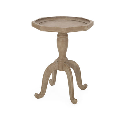 French Country Octagonal Accent Table, Distressed Faux Wood Spider Leg End Table, 18.25inch W¡Á18.25inch D¡Á25inch H