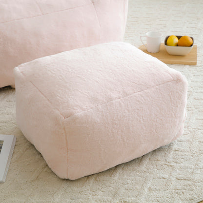 Oversized Shell-Shaped Faux-Fur Giant Bean Bag Chair with Matching Footstool