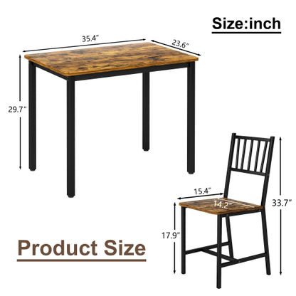 3-Piece Brown & Black Dining Set, Table & 2 Chairs