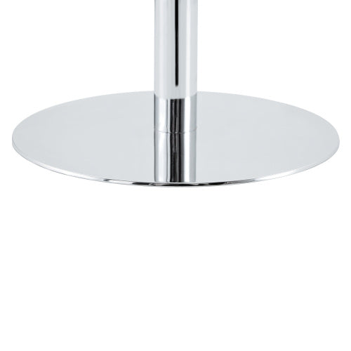 Rock slab circular tabletop non adjustable (39 inches high) bar table, bar table with silver legs and base (white)