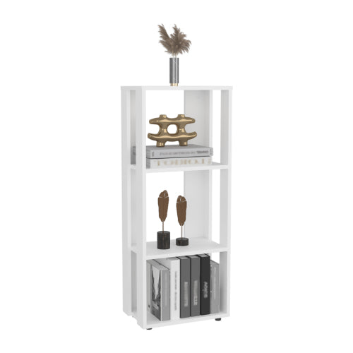 Eco 39inch  Tall Four-Tier Bookcase Storage Cabinet, White