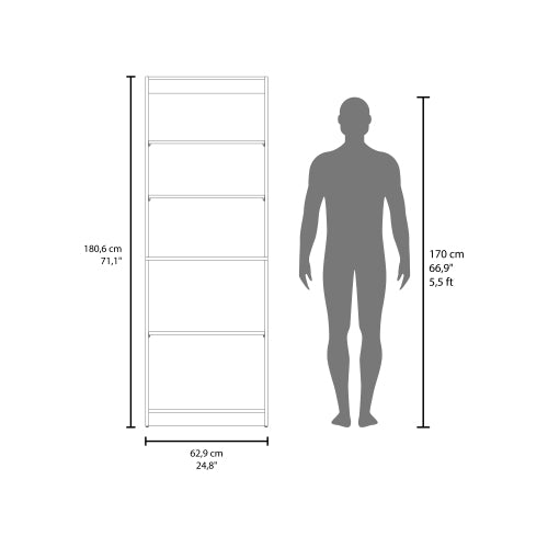 Bookcase with Open Storage and 2 Doors, Natural Oak/White