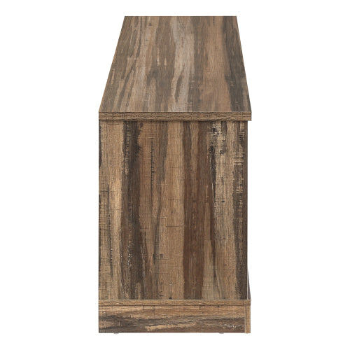 60 Inch Reclaimed Brown Farmhouse TV Console with Sliding Barn Doors & Multi Storage Zones