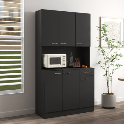 70.87 Inch Tall Black Multi-door Combined Storage Wardrobe Cabinet