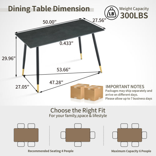 Sintered Stone Dining Table with Metal Base, Vic Dark
