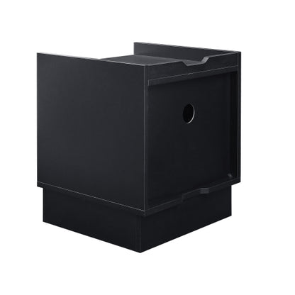 Mid Century Modern Nightstand with Charging Station and LED lights, Night Stand with 2 Drawers, Bedside Tables/End Table for Bedroom or Living Room, Black