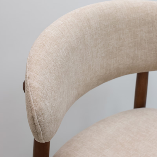 Light Camel Flannelette Upholstered Dining Chair with Walnut Solid Wood Legs, Armless Chair Set of 4 for Kitchen, Restaurant, Living, Meeting Room