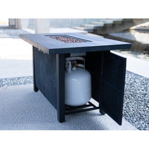 44" W x 25" H Outdoor Patio Propane Gas Fire Pit Table - 50,000 BTU High-temperature-resistant carving process for environmentally friendly materials with the effect of charcoal grain