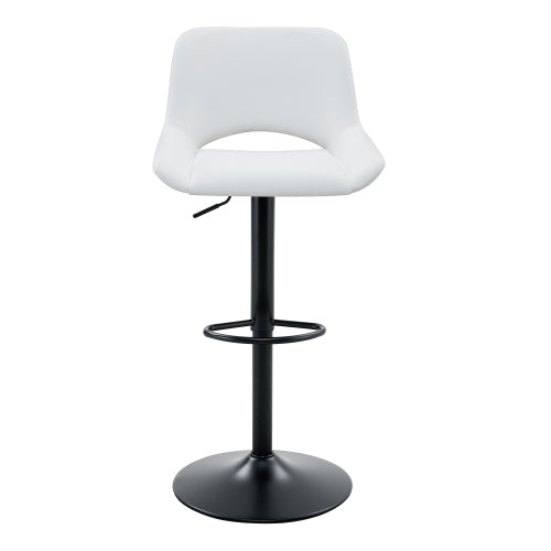 Modern Swivel Adjustable Bar Stools Set - 2 Pack, White PU Material, with Footrest, Holds Up to 250 lbs, Suitable for Home Bars and Kitchen Islands