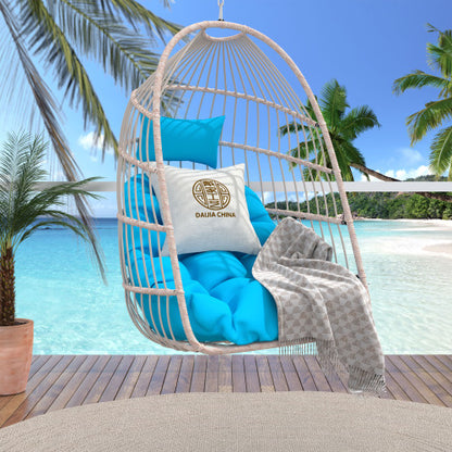 Outdoor garden rattan egg swing chair hanging chair PE hanging chair blue