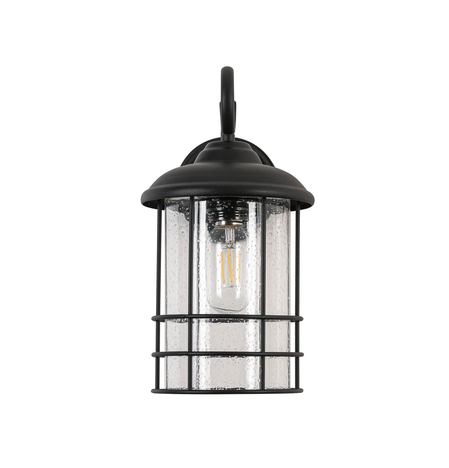 1-Light Textured Black not Motion Sensing Dusk to DaWn Outdoor HardWired Wall Lantern Sconce With LED