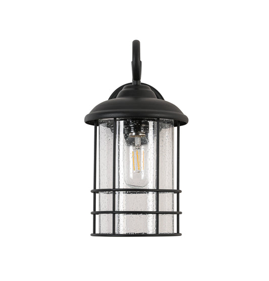 1-Light Textured Black not Motion Sensing Dusk to DaWn Outdoor HardWired Wall Lantern Sconce With LED