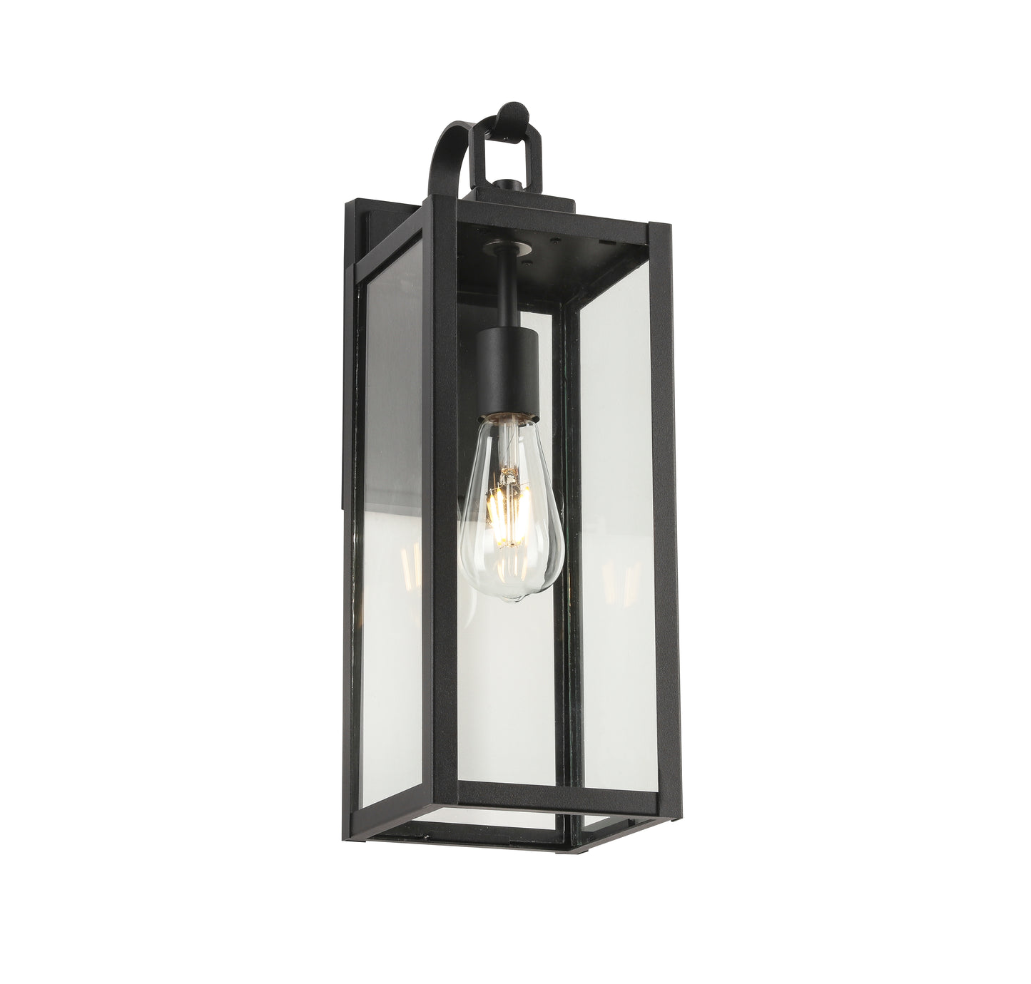 1-Light Matte Black Aluminum not Motion Sensing Outdoor Hardwired Wall Sconce with No Bulb Included