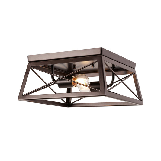 2-Light Oil Rubbed Bronze Vintage Farmhouse Interior Ceiling Fixture