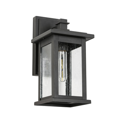 " 1-Light Black not Motion Sensing Dusk to Dawn Outdoor Hardwired Wall Lantern Sconce with No Bulbs Included"