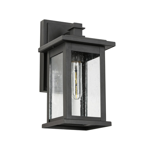 " 1-Light Black not Motion Sensing Dusk to Dawn Outdoor Hardwired Wall Lantern Sconce with No Bulbs Included"