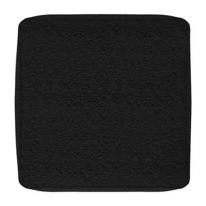 24 Inch Square Black Boucle Ottoman Pouf Footrest Accent Stool