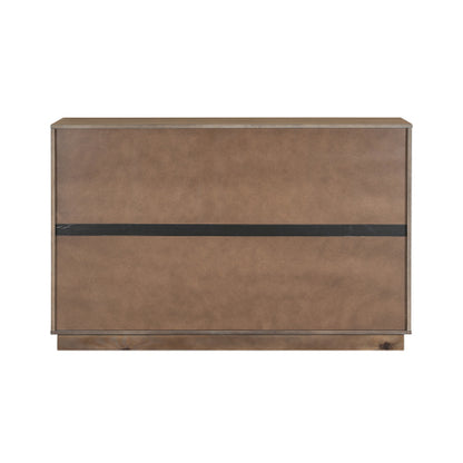 Dark Brown Storage Cabinet with 7 Drawers and 2 Doors