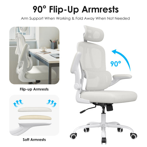 Chair, Desk Chair with Headrest and Lumbar Support, High Back Swivel Home Office Chair with Headrest for Home Office Bedroom, Gifts