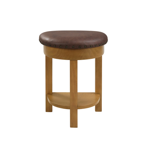 4 Piece Bar Table Set with3 PU Upholstered Bar Stools, Breakfast Table with 3 Padded Stools Solid Wood Counter Height Dining Table Set for Living Room, Dining Room. Natural