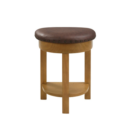 4 Piece Bar Table Set with3 PU Upholstered Bar Stools, Breakfast Table with 3 Padded Stools Solid Wood Counter Height Dining Table Set for Living Room, Dining Room. Natural