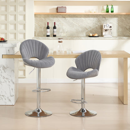Bar Stools Set of 2 - Adjustable Barstools with Back and Footrest, Counter Height Bar Chairs for Kitchen, Pub -Grey