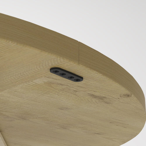 Round Dining Table with Storage Base, Natural Finish