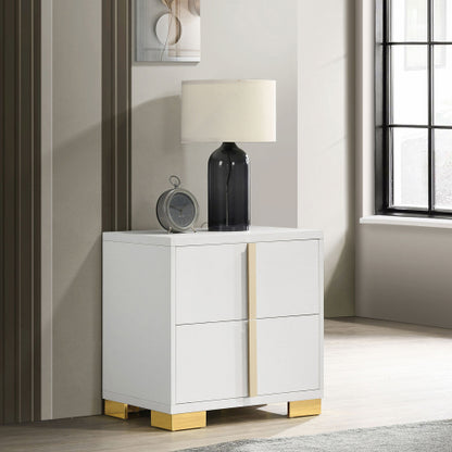 White Art Deco 2-Drawer Nightstand