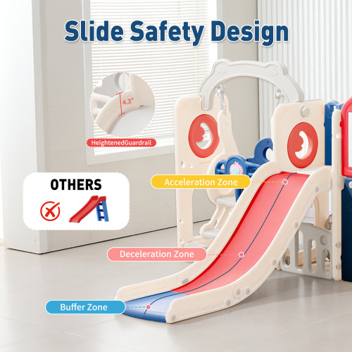 12 in 1 Indoor Outdoor Playset for Toddlers 1 3 Swing Slide Combo Climber Basketball Hoop Red Blue