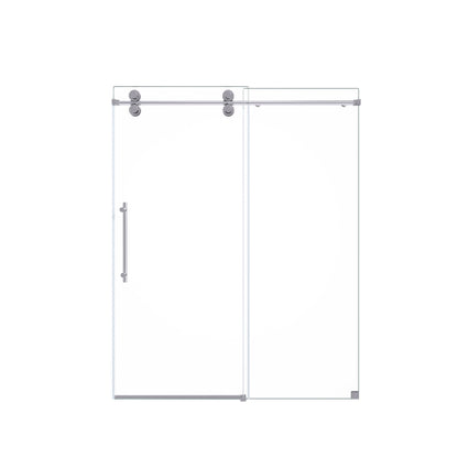 44"-48"W*76" H Frameless Single Sliding Shower Door – 5/16" (8mm) Clear Tempered Glass, Bypass Design with Chrome Finish