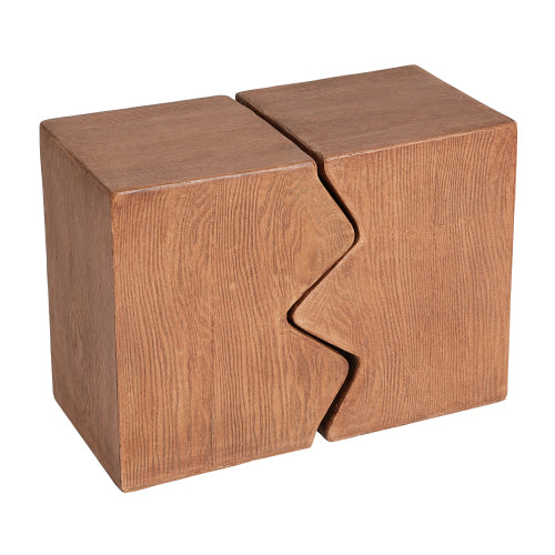 MGO Side Table, Set of 2 Rectangular Outdoor Side Tables, Decorative Garden Stools for Indoor Outdoor, Accent Table,Patio Side Table,Nesting End Table,Faux Wood Natural Color