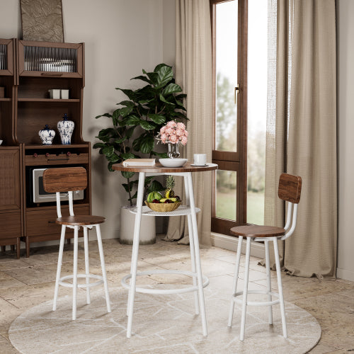 3-Piece Bar Table Set with 2 Bar Stools ¨C Modern Pub Table with Backrests & Storage Shelf