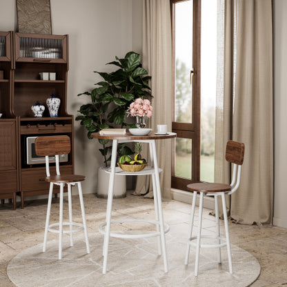 3-Piece Bar Table Set with 2 Bar Stools ¨C Modern Pub Table with Backrests & Storage Shelf