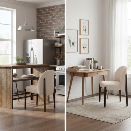 Wooden Dining Chairs Set of 2, Modern Fabric Upholstered Dining Room Chair Kitchen Chairs, Farmhouse Dinner Chair for Kitchen Dining Room