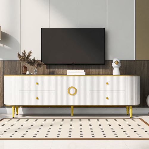 Modern 71 inch TV Stand with 4 Drawers, Cabinet and Cable Management