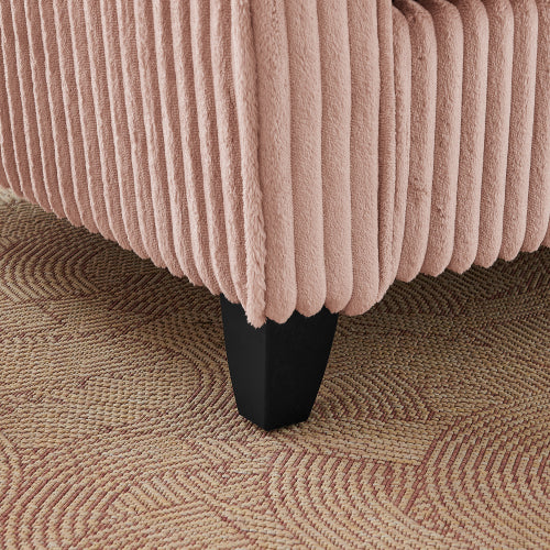 Pink Corduroy Tufted Single Lazy Sofa Chair with Armrests for Living-Room Bedroom Corners Windowsills