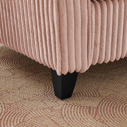 Pink Corduroy Tufted Single Lazy Sofa Chair with Armrests for Living-Room Bedroom Corners Windowsills