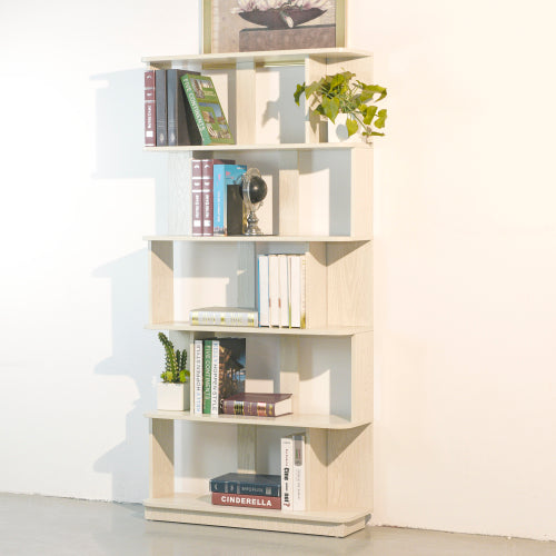 64.56 Inch 5-Tier Open MDF Bookshelf Free Combination Anti-Tip Design Multi-Color Household Display Shelf