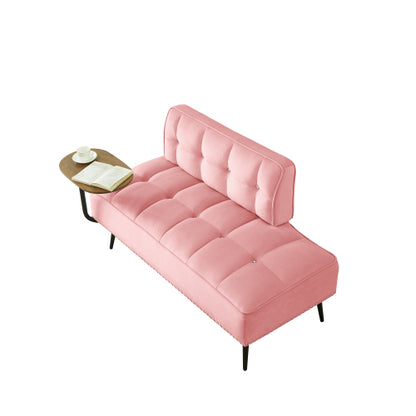 54-Inch Modern 2-Seater Velvet Loveseat Sofa with 360 degree  Rotating Side Table Space-Saving