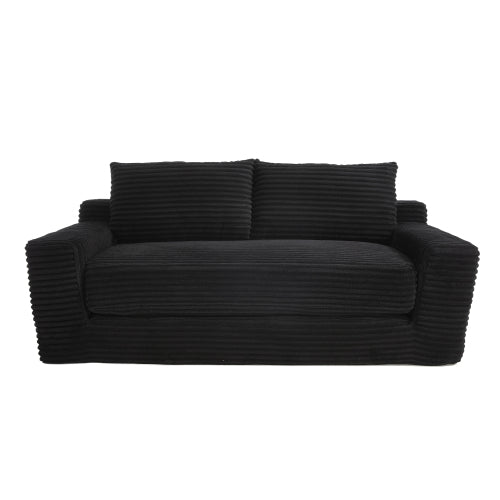 56 inch  Black Memory-Foam Compression Convertible Corduroy Loveseat, No Assembly