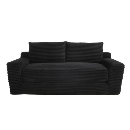 56 inch  Black Memory-Foam Compression Convertible Corduroy Loveseat, No Assembly