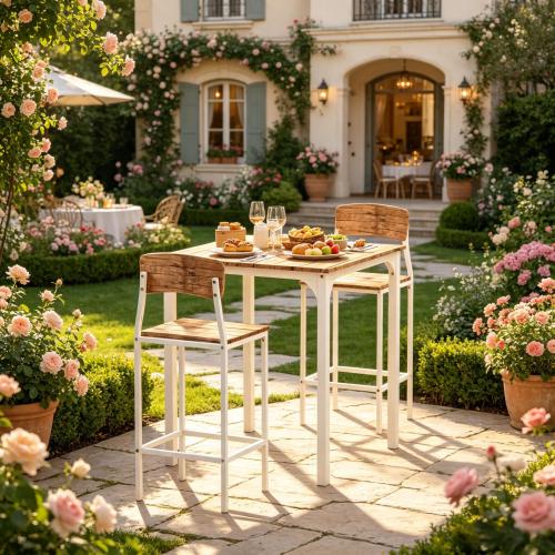 3-Piece Bistro Dining Set with Square Table and 2 Stools for Small Spaces