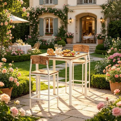 3-Piece Bistro Dining Set with Square Table and 2 Stools for Small Spaces